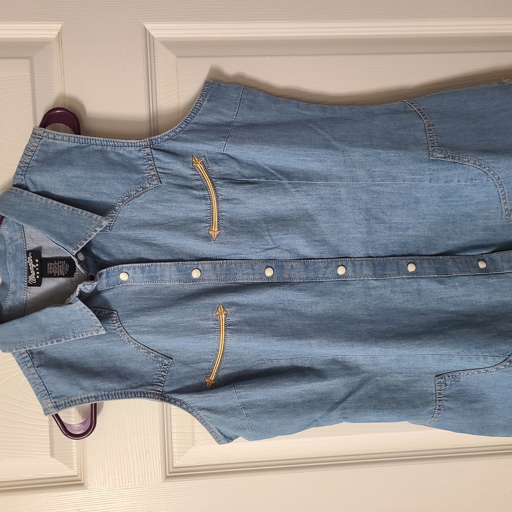 Wranger Embellished Denim Snap Shirt